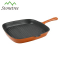 Wax Finished Square Iron Pan Cast Iron Griddle Grill Pan